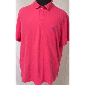 U.S. Polo Assn Mens Size 2XL Performance Pique Hot Pink Pony Polo Golf Shirt